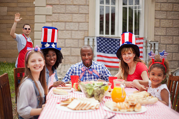 istock Two family on Independence Day 473164904