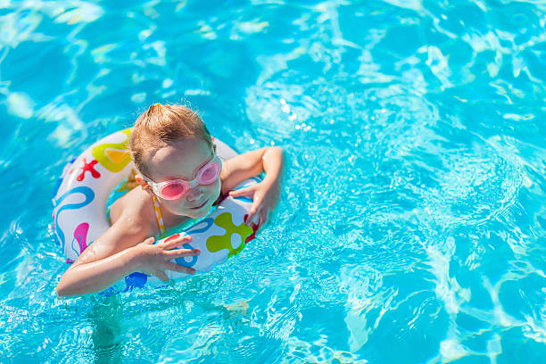 istock Little girl in swimming pool 473167564