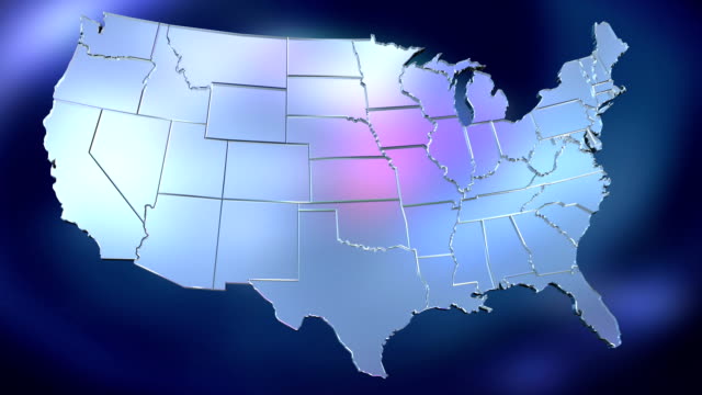 3D map of the USA 48 States with alpha