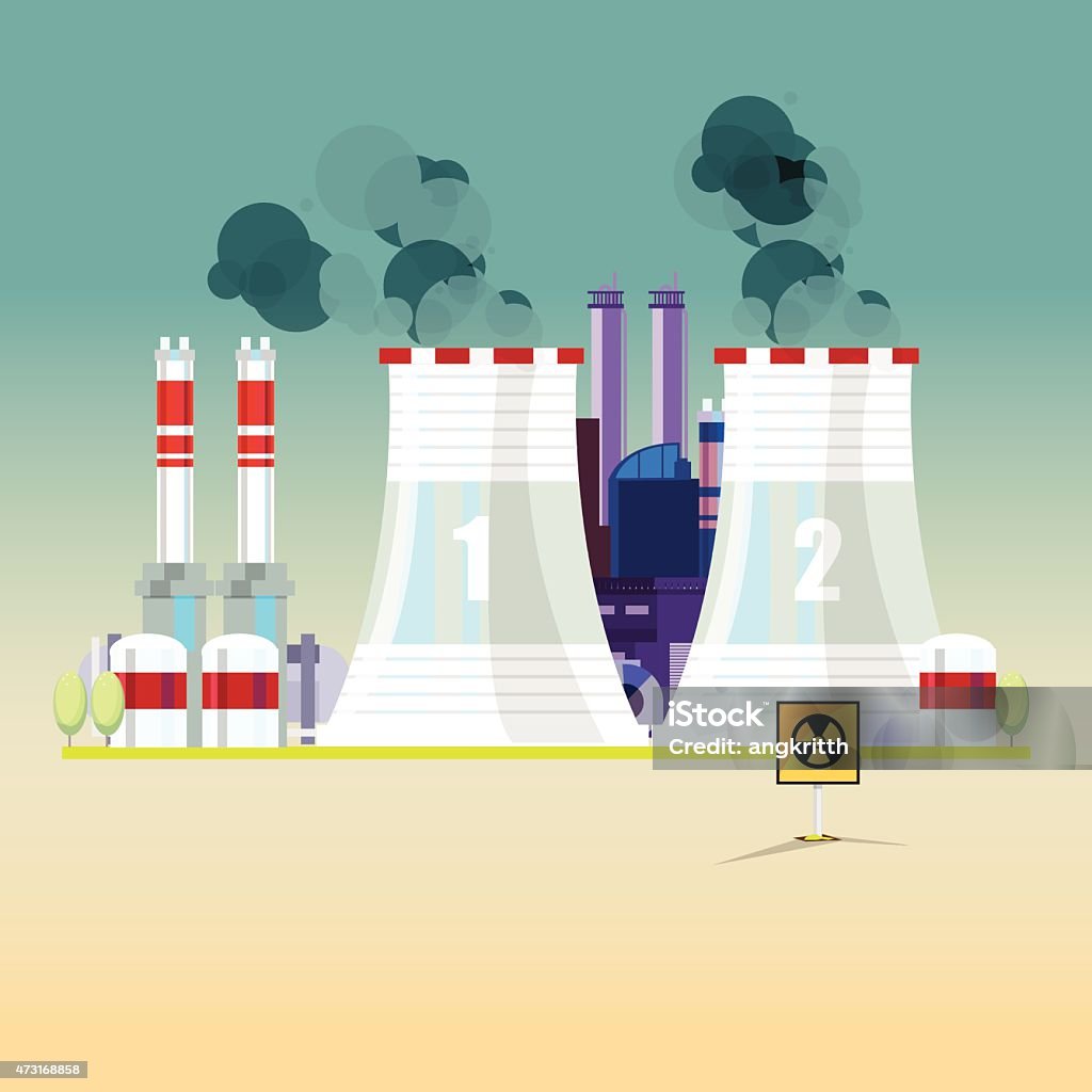 Nuclear Power Plant Vector Illustration Stock Illustration - Download Image  Now - 2015, Atom, Atomic Bomb - iStock
