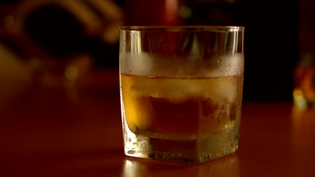 whisky glass with ice