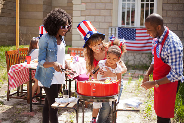 istock Two family on Independence Day 473179424