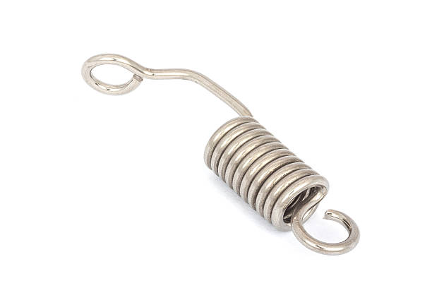 Small steel coil spring on white background