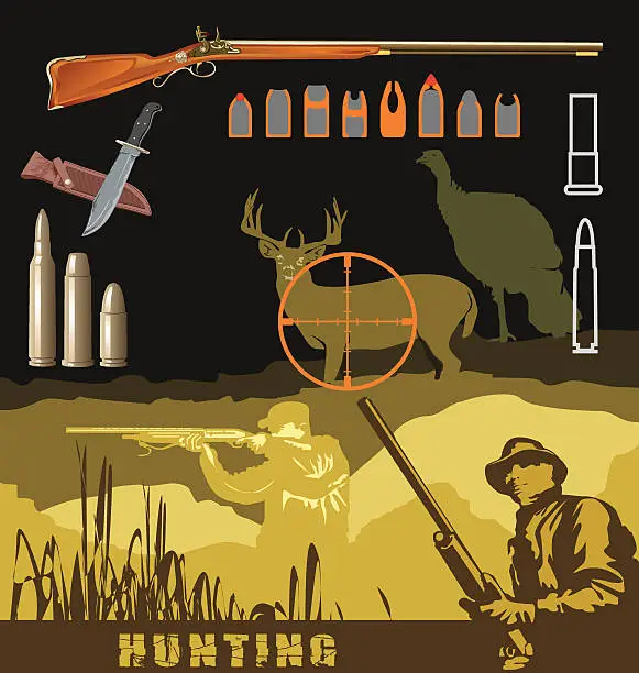 Vector illustration of hunting animals vector