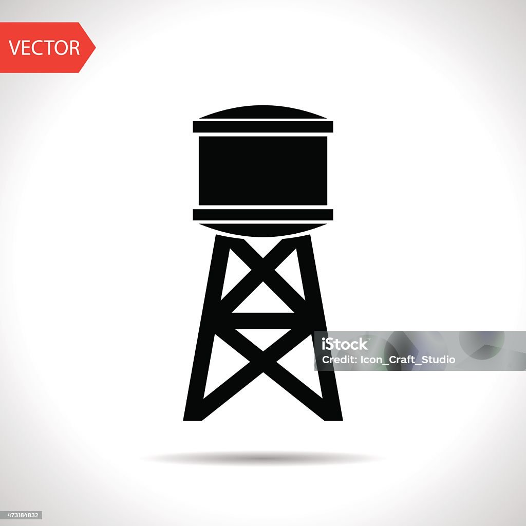 Graphic of black water tank on white background Industrial construction with water tank. Vector illustration Water Tower - Storage Tank stock vector