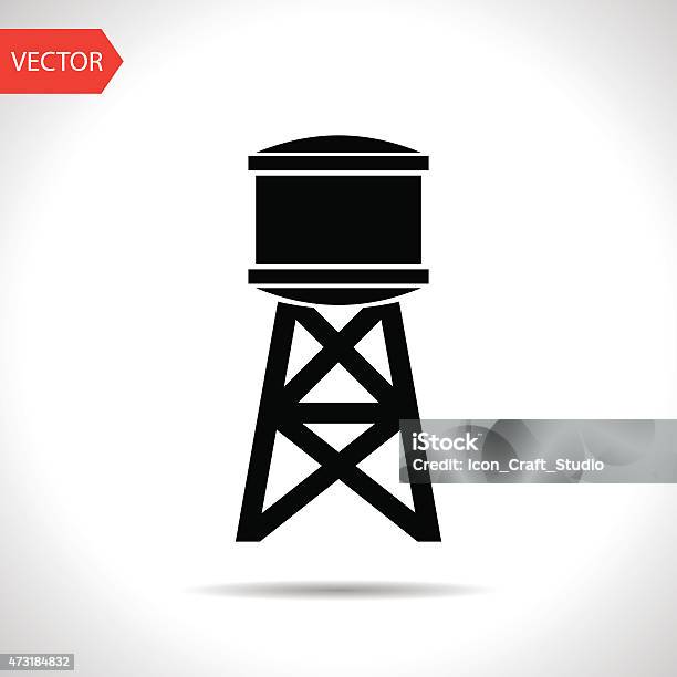 Graphic Of Black Water Tank On White Background Stock Illustration - Download Image Now - Water Tower - Storage Tank, Illustration, Vector