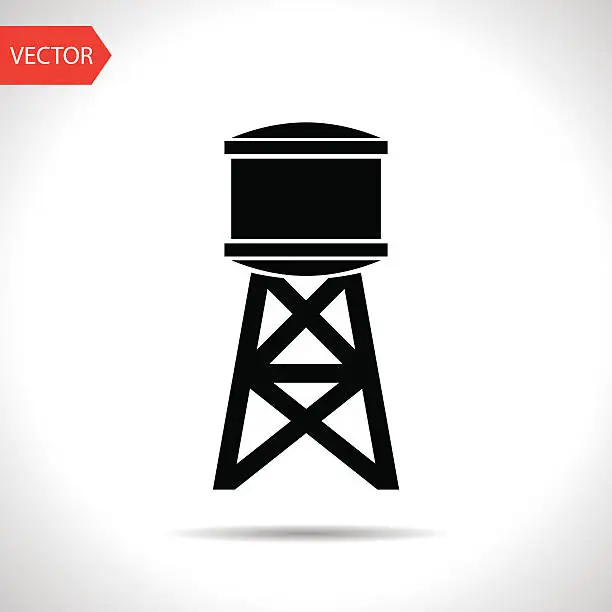 Vector illustration of Graphic of black water tank on white background
