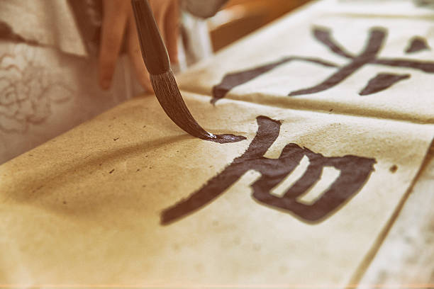 istock Calligraphy by brush, same character both in Chinese and Japanese 473185110