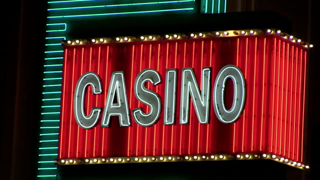 White Neon Casino Sign Loop