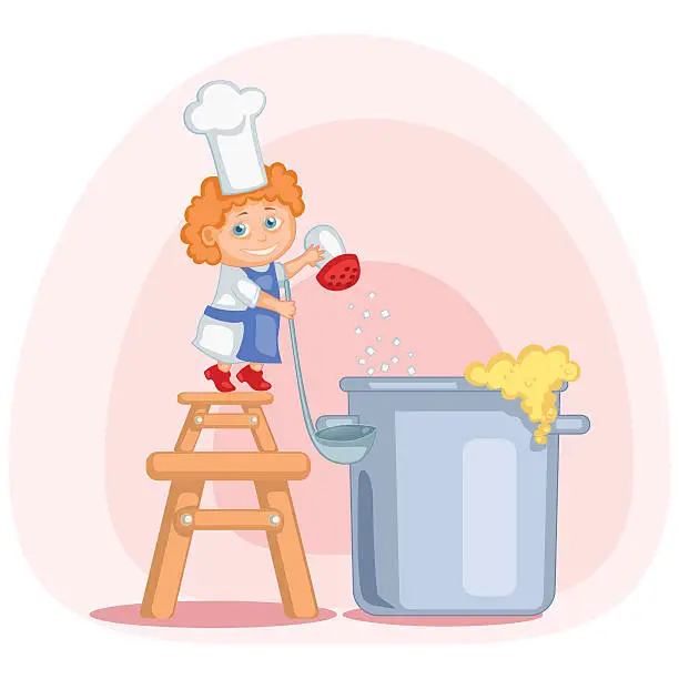 Vector illustration of little cook