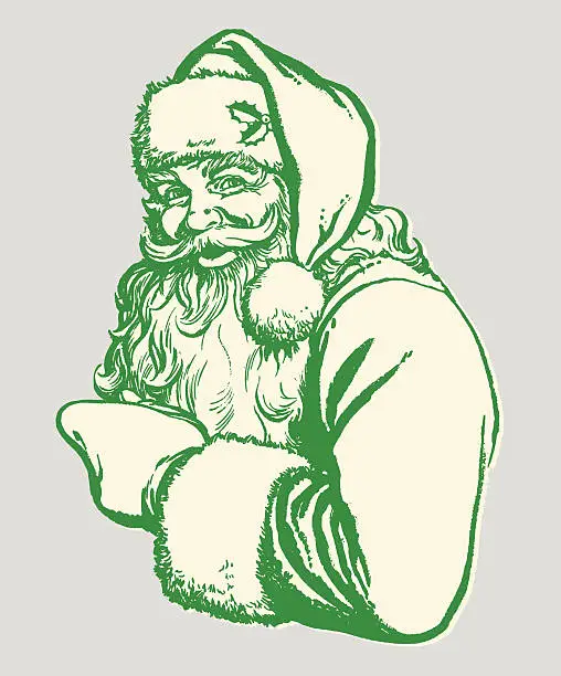 Vector illustration of Pointing Santa