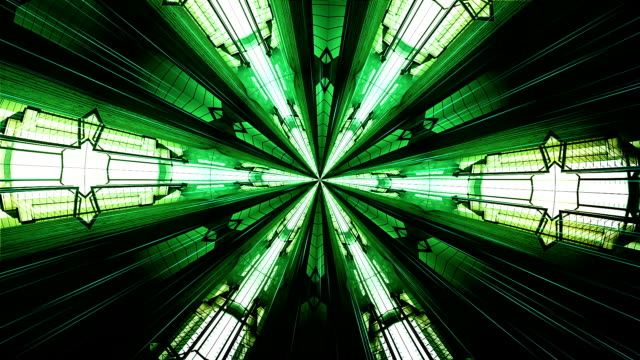 Abstract green kaleidoscope. Seamless loop
