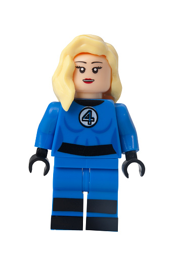 Adelaide, Australia - February 26, 2015: A studio shot of a Susan Storm custom Lego minifigure from the Marvel comics. Lego is extremely popular worldwide with children and collectors.