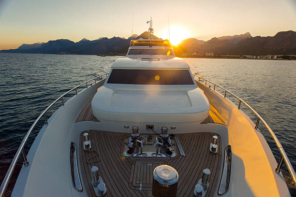 istock Luxury yacht sailing on the sea during sunset 473206538
