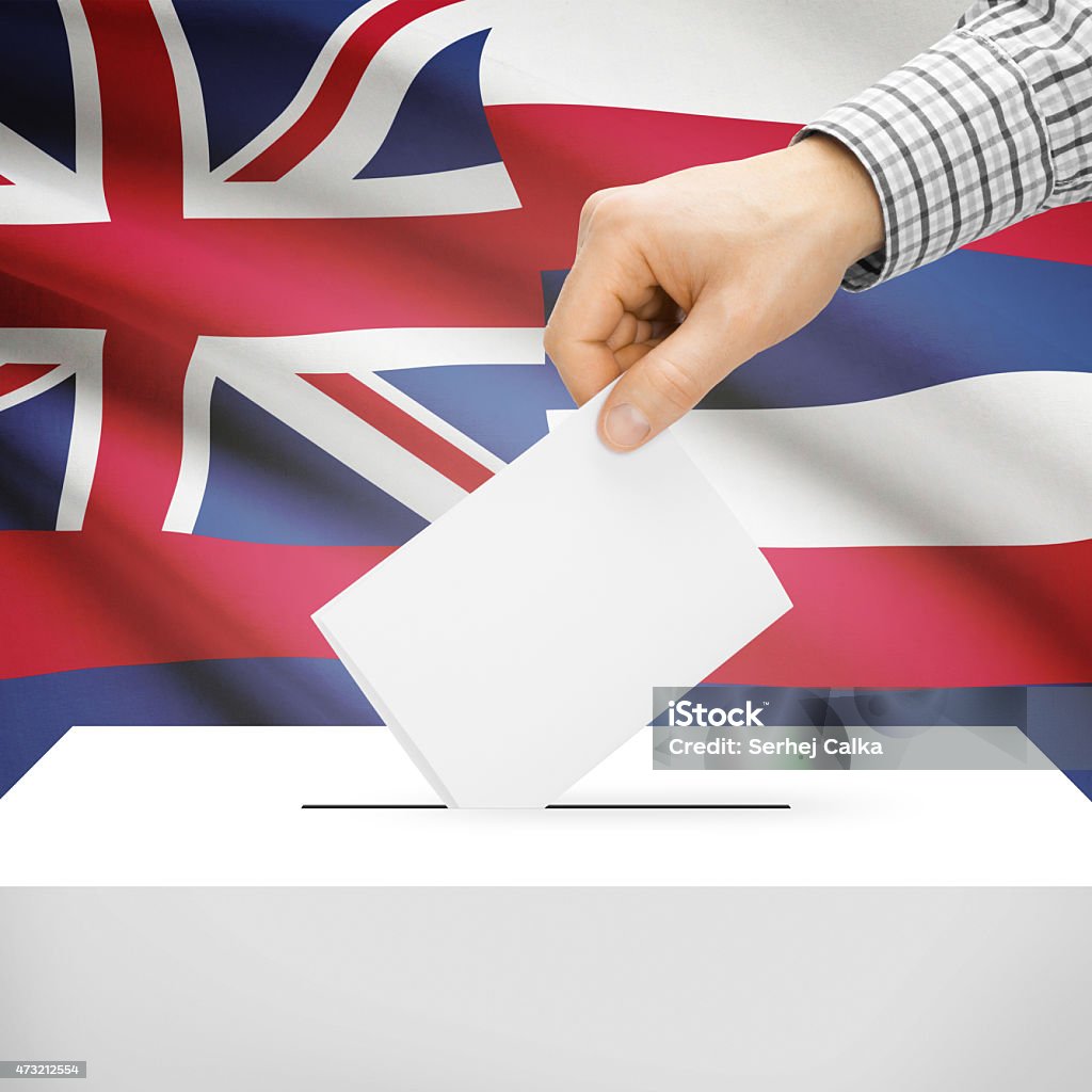 Ballot box with US state flag on background - Hawaii Ballot box with US state flag on background series - Hawaii 2015 Stock Photo