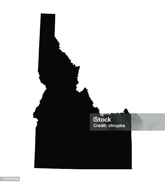 Black Map Of Idaho Stock Illustration - Download Image Now - 2015, Animal Markings, Black And White