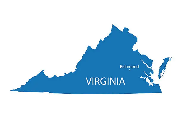 Vector illustration of Blue map of Virginia