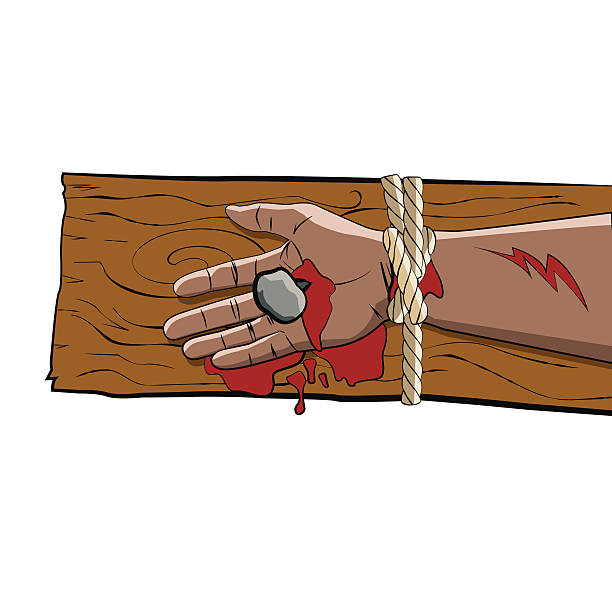 ilustrações de stock, clip art, desenhos animados e ícones de cristo na cruz crucified ilustração vetorial - god crucifix cross human hand