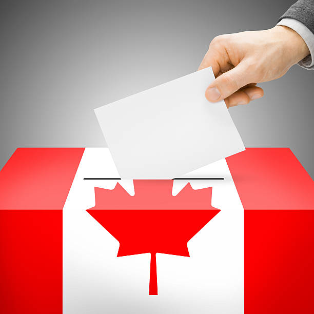 istock Ballot box painted into national flag - Canada 473219256