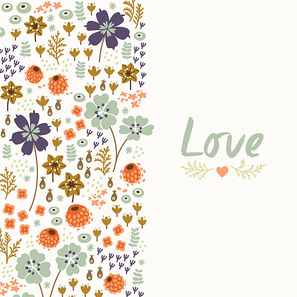 Cartão Floral com Coração - ilustração de arte vetorial