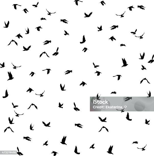 Pigeons Set For Peace Concept And Wedding Design Flying Dove Stock Illustration - Download Image Now