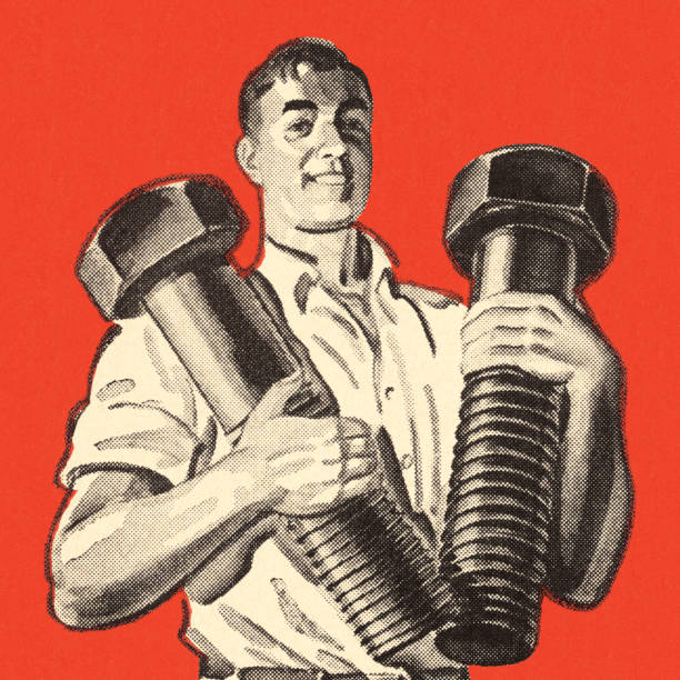 Man Holding Two Giant Bolts http://csaimages.com/images/istockprofile/csa_vector_dsp.jpg masculinity photos stock illustrations