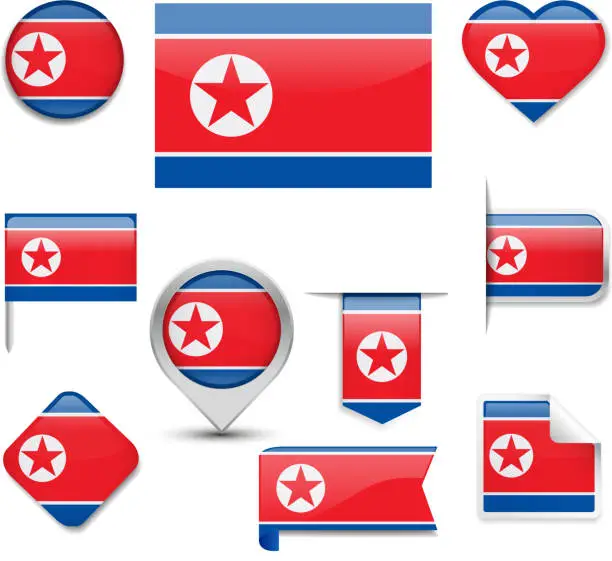 Vector illustration of North Korea Flag Collection