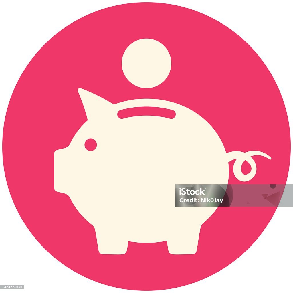 White Piggy bank icon in a red circle Round icon, flat design, vector illustration Piggy Bank stock vector