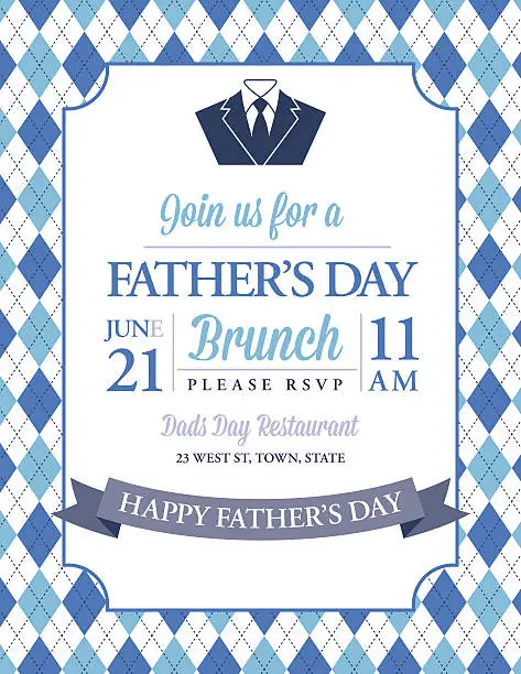 Vector illustration of Father's Day Invitation Template With Argyle Background