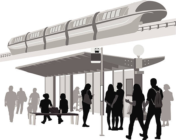 pendler-bahnhof - rush hour commuter shadow focus on shadow stock-grafiken, -clipart, -cartoons und -symbole