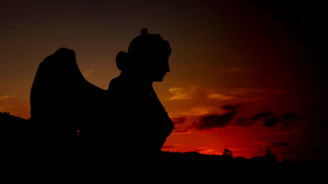 Chimera statue of the Belvedere Palace Vienna in sunset