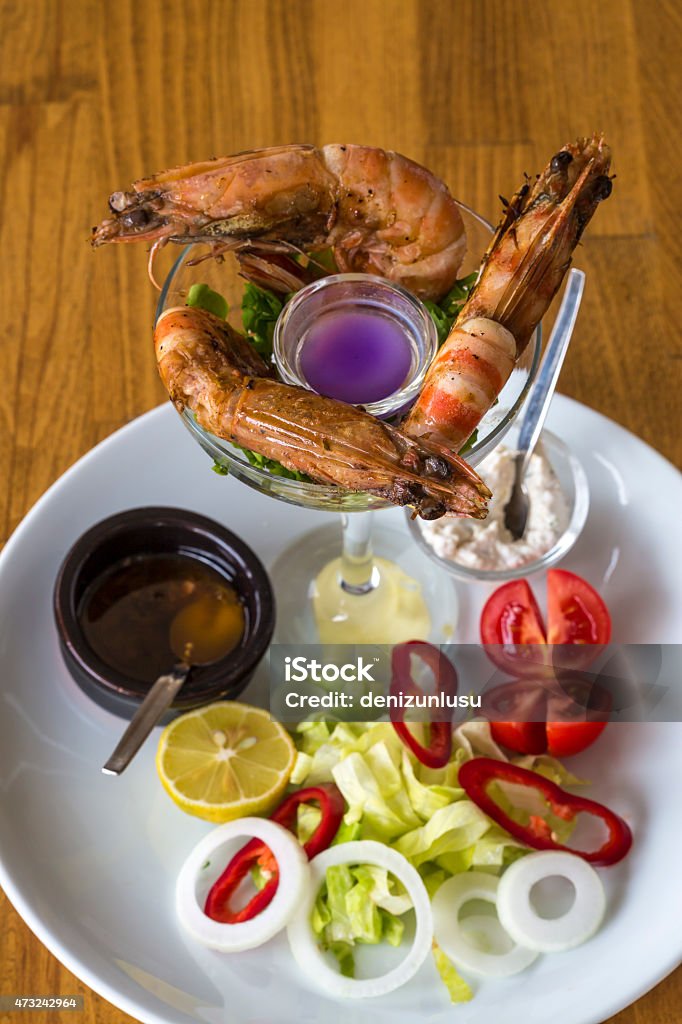 Prawns Prawns with vegetables 2015 Stock Photo