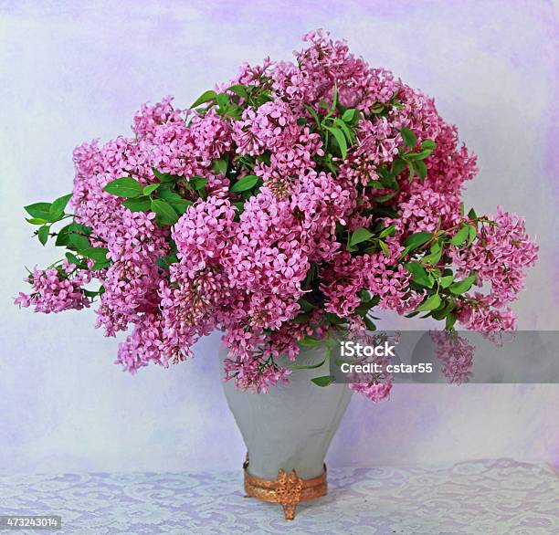 Spring Flowers Bouquet Of Lilacs Syringa Vulgaris In A Vase Stock Photo - Download Image Now