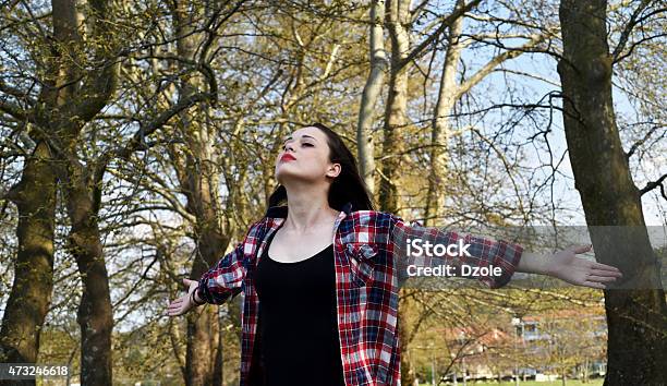 Healthy Female Doing Yoga In Nature Stock Photo - Download Image Now - 2015, Adult, Beautiful People