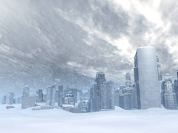 Frozen city stock photo