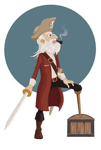 Vector illustration of old pirate