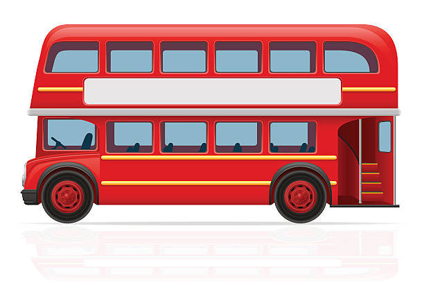 red bus vektor-illustration von london - tour bus stock-grafiken, -clipart, -cartoons und -symbole