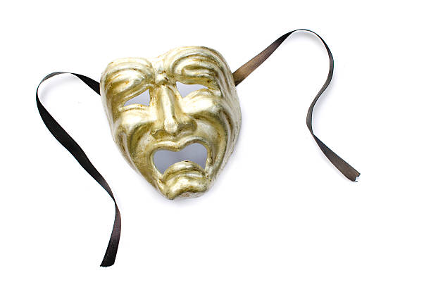 istock Tragedy mask isolated on white background 473247970