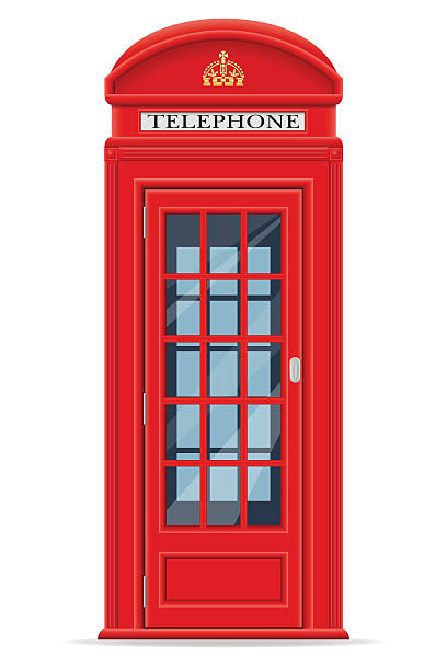 ilustrações, clipart, desenhos animados e ícones de vermelha cabine telefônica em londres ilustração vetorial - pay phone telephone booth telephone isolated