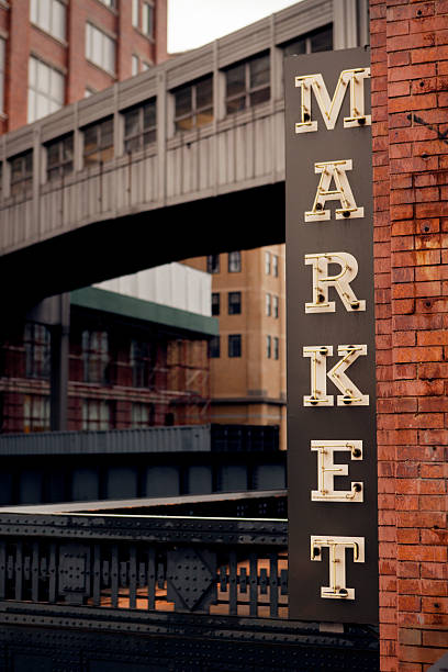 istock A market sign on a brick building 473249102