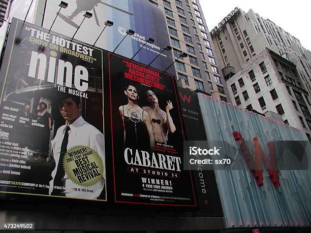 Musical Billboards Beside W Hotel In Times Square Nyc 2003 Stock Photo - Download Image Now