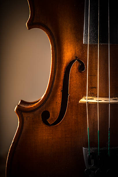 istock A close up of half a violin with strings 473252360