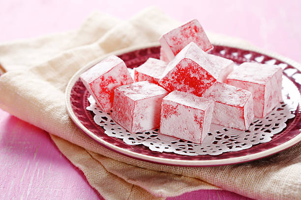 istock Eastern Chewing sweets on a plate, rahat-lokum 473253002