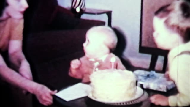 Boy Tries To Blow Out Birthday Candles-1965 Vintage 8mm film