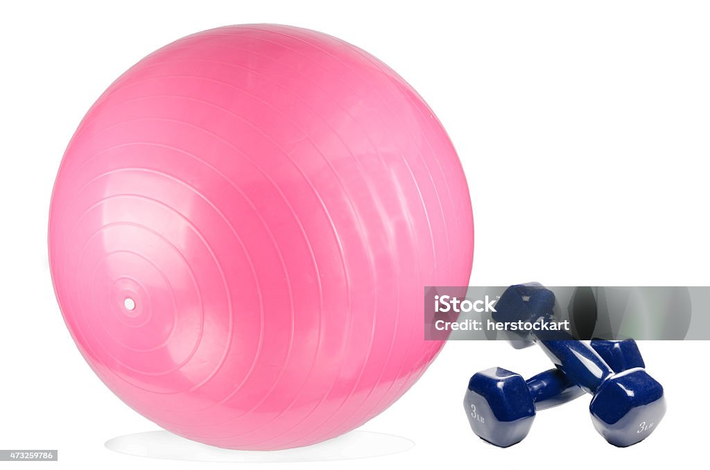 Fitness Ball and Weights Fitness Ball and Weights  Cut Out Stock Photo
