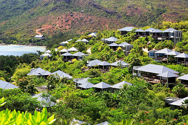 Praslin Island, Seychelles - March 10, 2015: the Hotel Raffles Praslin Seychelles.