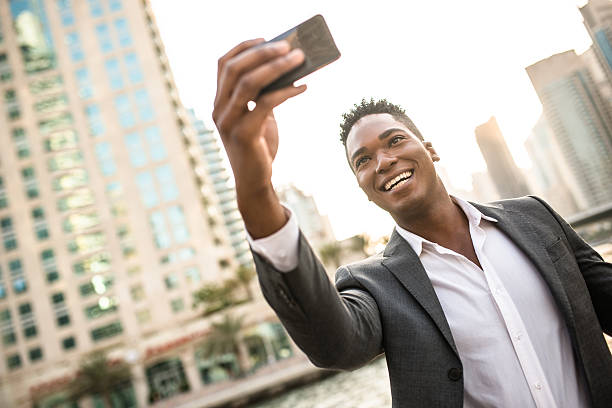istock Afro american Business man take a selfie 473260300