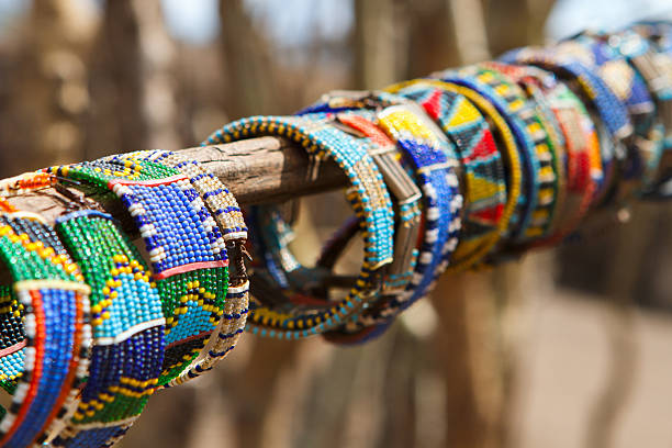 Masai traditional jewelry Colorful traditional jewelry of Masai tribe masai stock pictures, royalty-free photos & images