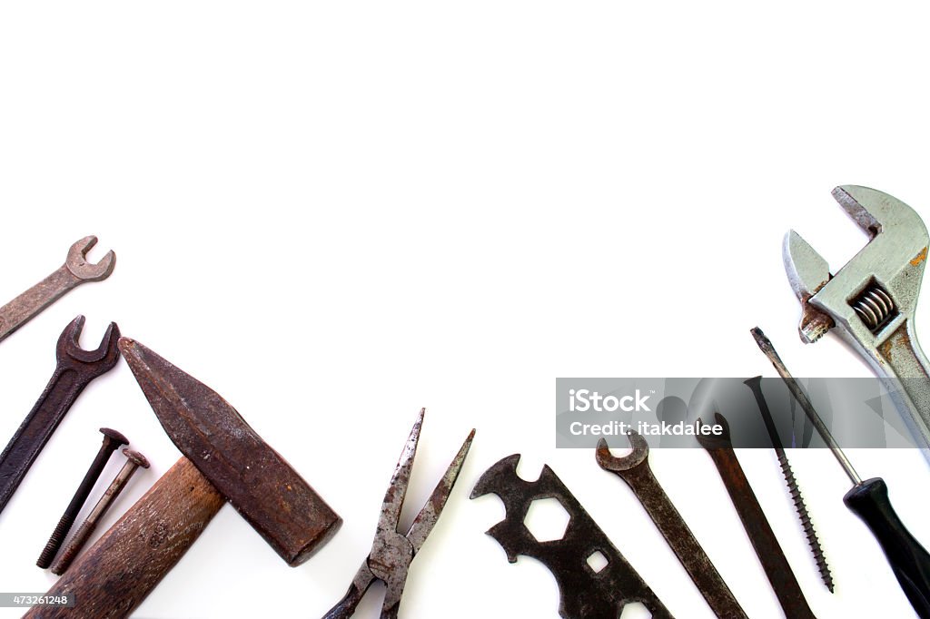 background of building tools over white 2015 Stock Photo