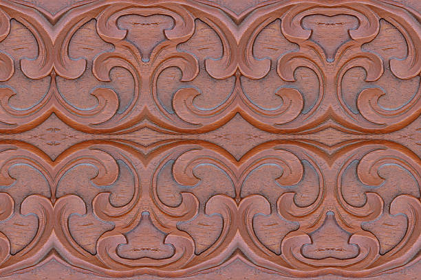 istock Carved wood wall close 473261290